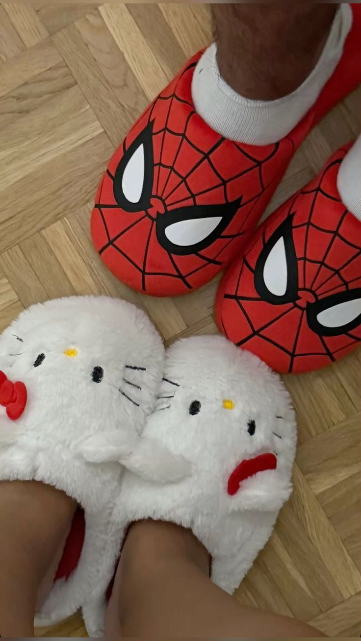Two pairs of playful matching slippers